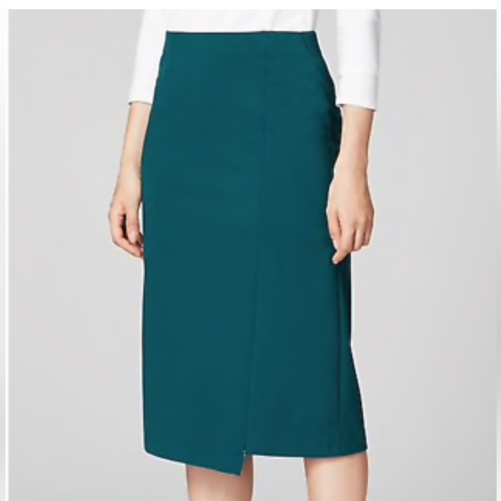 J. Jill Ponte Knit Zip-Front Asymmetric Midi Skirt